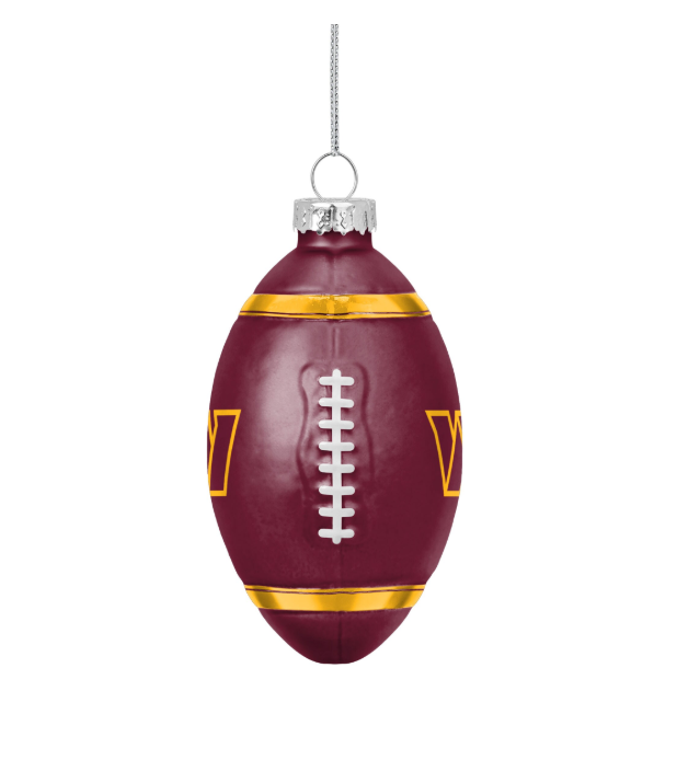 Washington Commanders FOCO Glass Football Ornament
