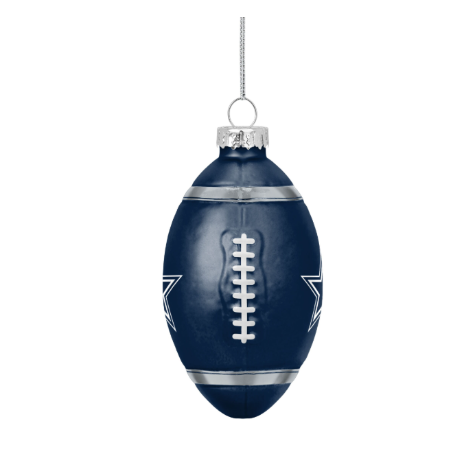 Dallas Cowboys FOCO Glass Football Ornament