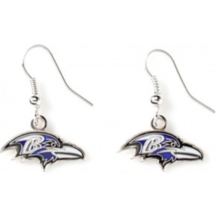 Baltimore Ravens Amnico Logo J Hook Earrings