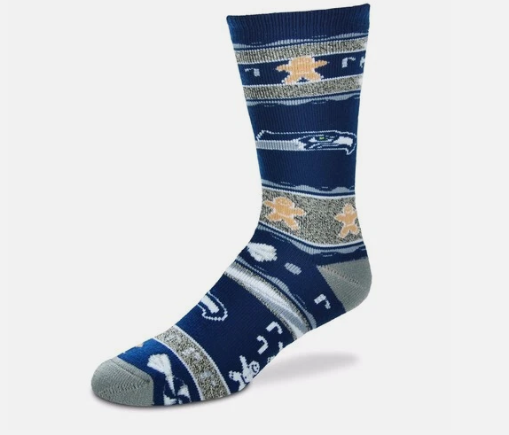 Seattle Seahawks Team Ugly Sweater Holday Socks