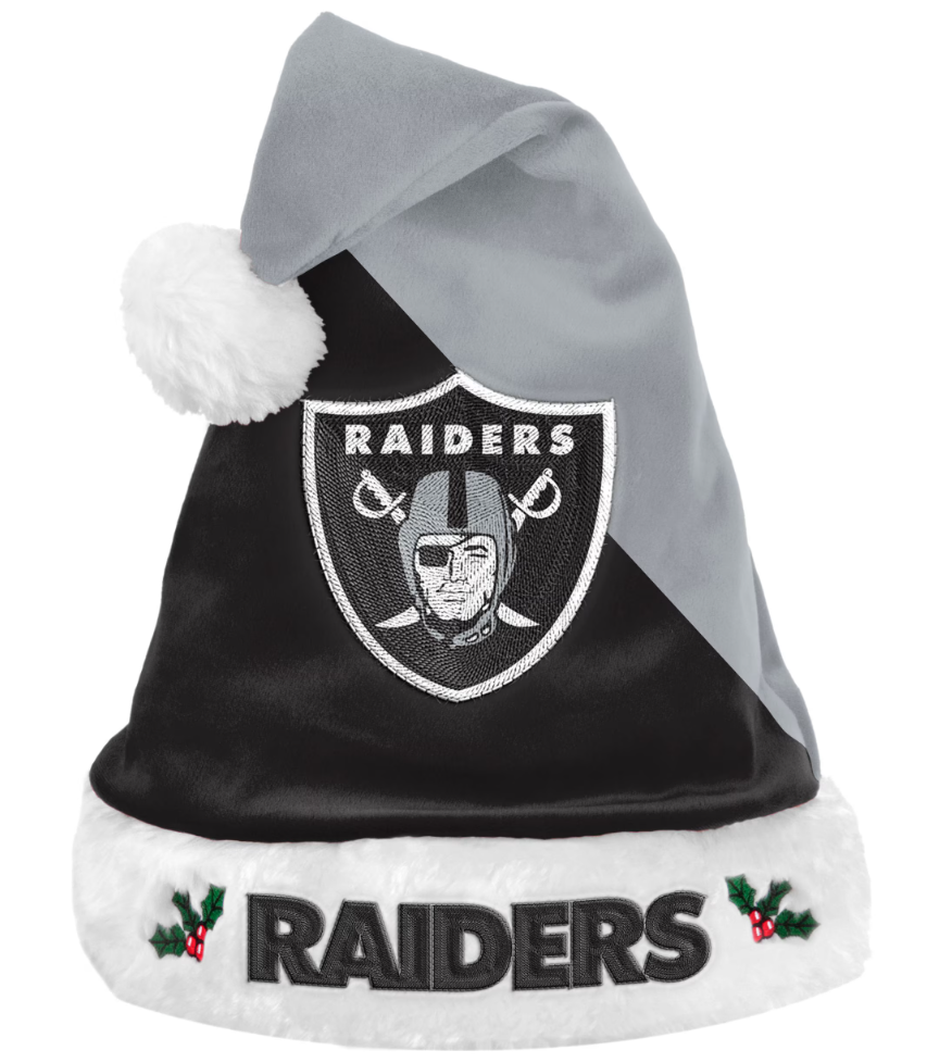 Las Vegas Raiders FOCO Color Block Santa Hat - Black / Silver