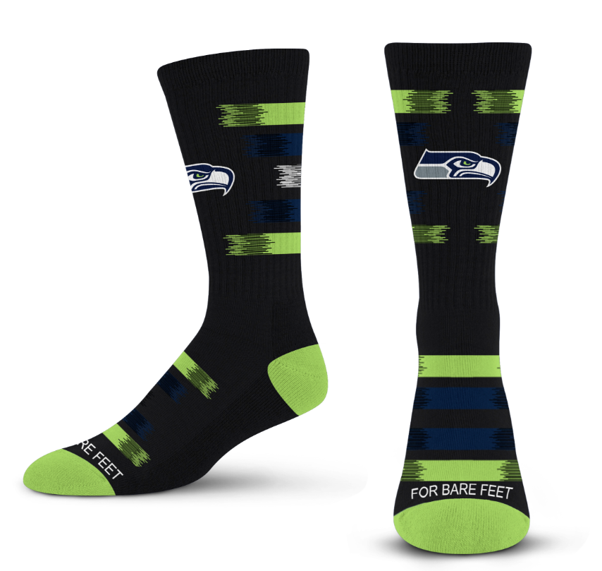 Seattle Seahawks For Bare Feet Men's Fade To Black Sock
