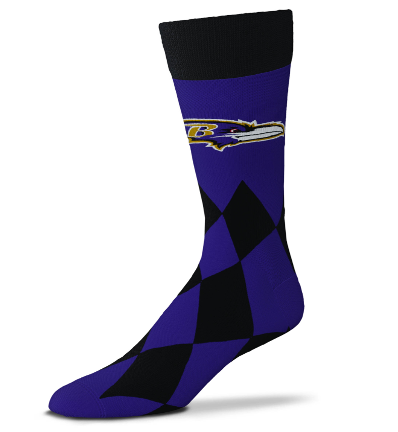 Baltimore Ravens For Bare Feet Big Diamond Socks
