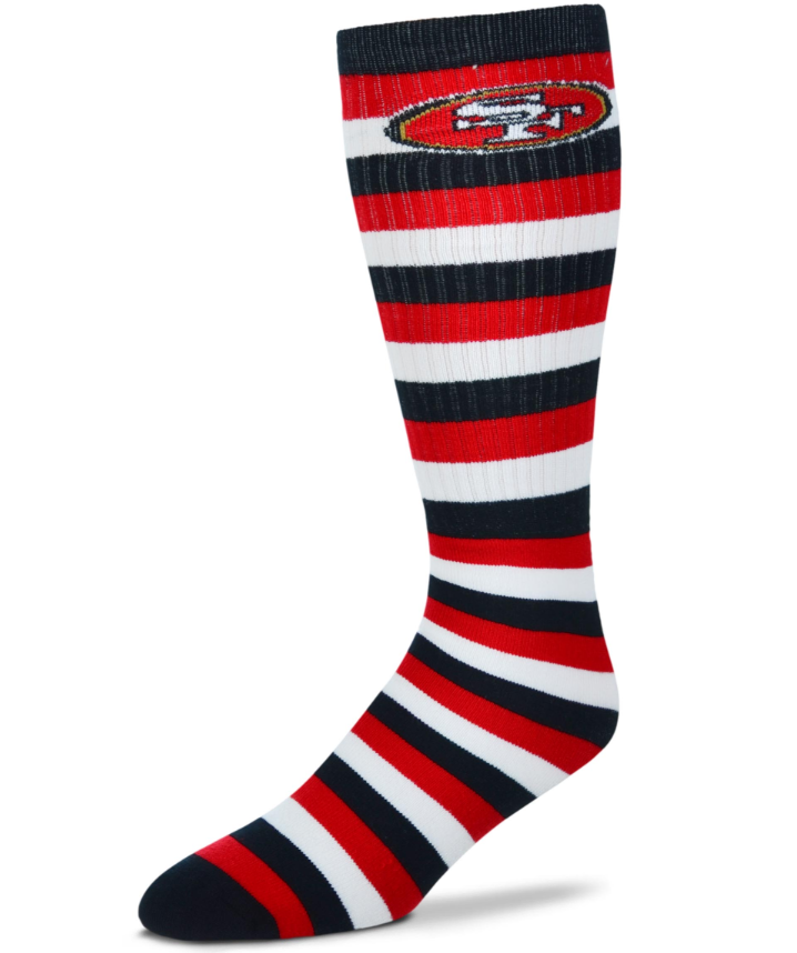 San Francisco 49ers For Bare Feet Long Stripe Sock- Mid Calf