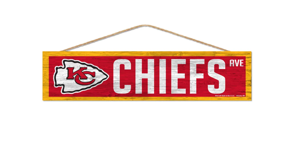 Kansas City Chiefs Wincraft 4 X 17 Ave. Street Wooden Sign