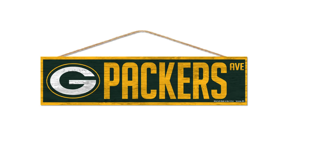 Green Bay Packers Wincraft 4 X 17 Ave. Street Wooden Sign