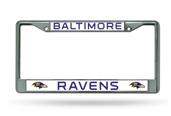 Baltimore Ravens Rico Chrome White License Plate Frame