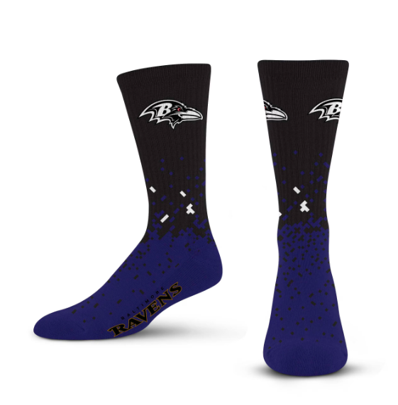 Baltimore Ravens For Bare Feet Spray Zone Socks-Large