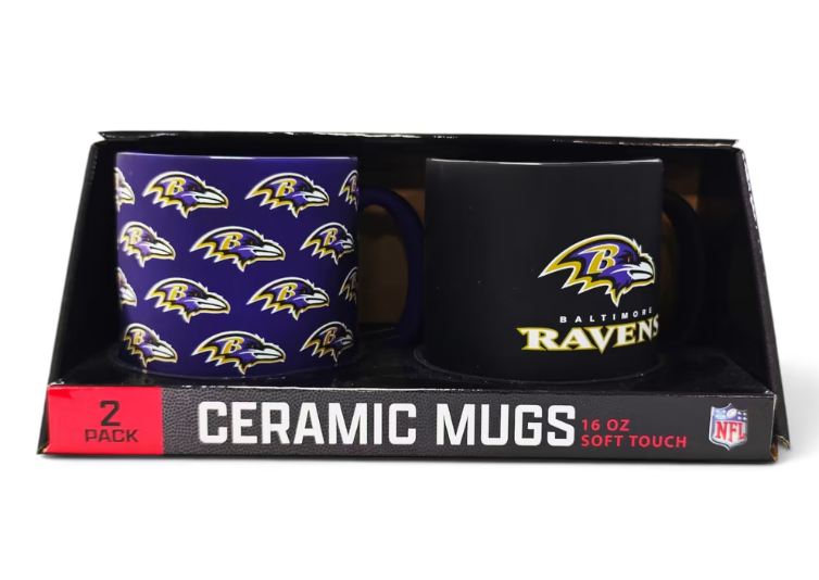 Baltimore Ravens Pegasus Two-Piece 16oz. Home & Away Soft Touch Ceramic Mug Set