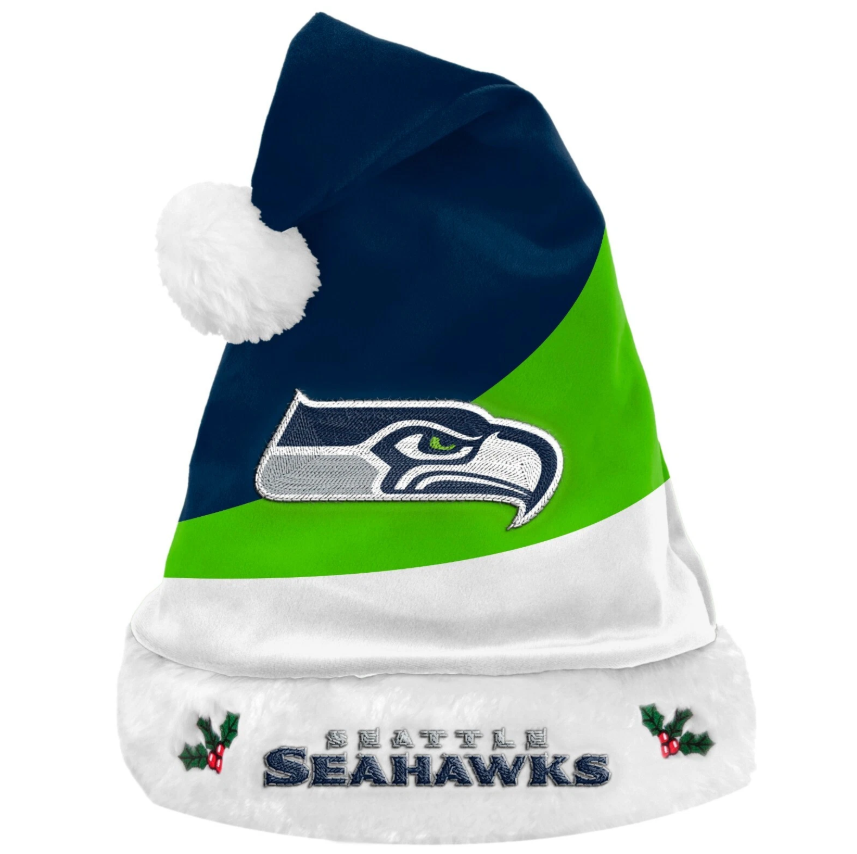 Seattle Seahawks FOCO Color Block Santa Hat
