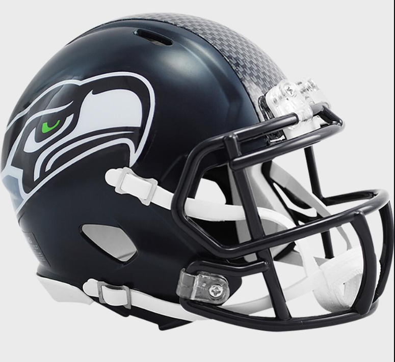 Seattle Seahawks Riddle Mini Speed Football Helmet-Matte Navy
