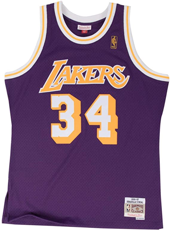 Los Angeles Lakers Mitchell & Ness #34 Shaquille O'Neal 1996-97 Swingman Jersey - Purple