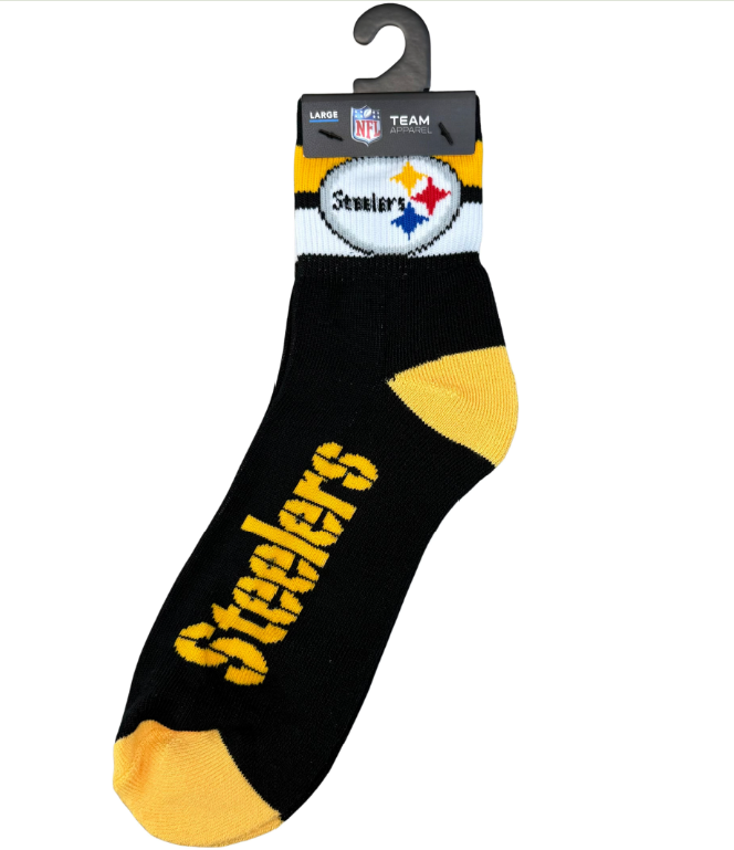 Pittsburgh Steelers For Bare Feet TMC Stripe Socks- Large