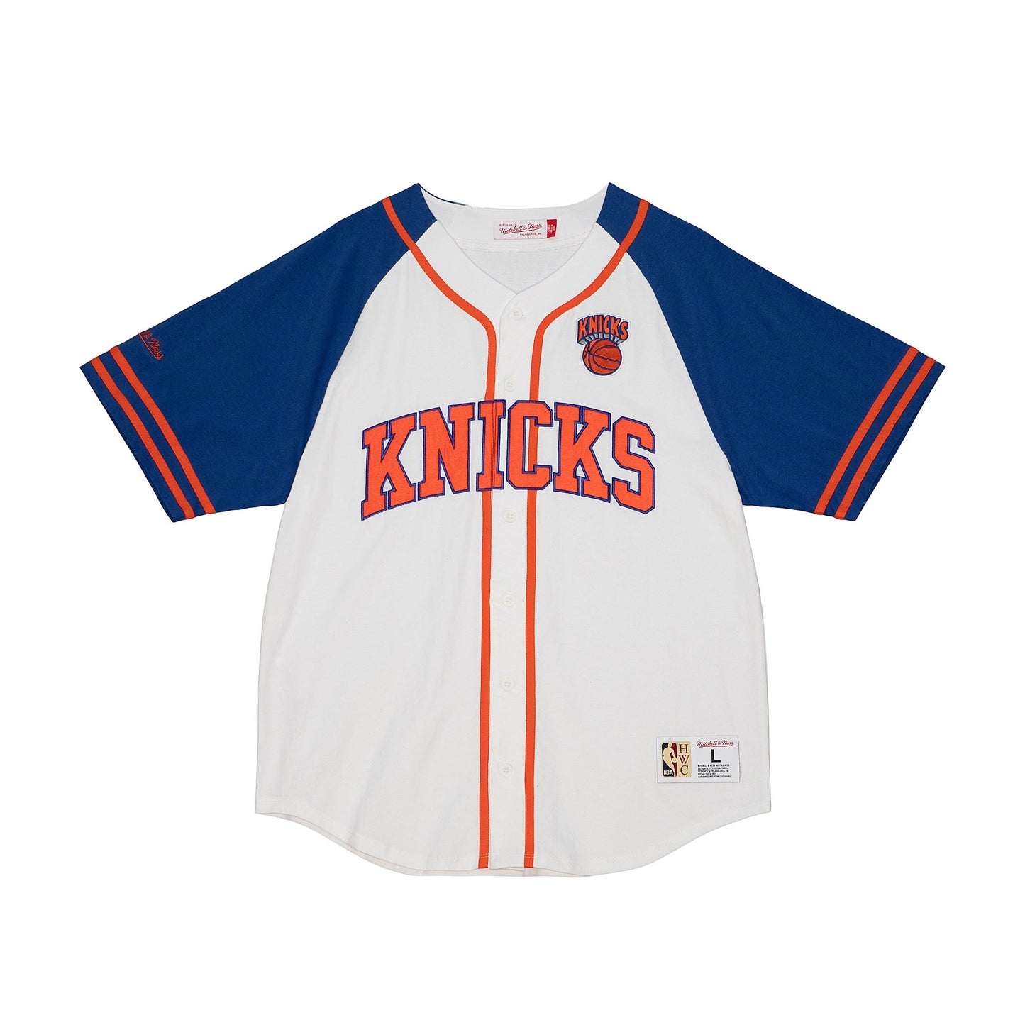 New York Knicks Mitchel & Ness Practice Day Button Men's Jersey - White