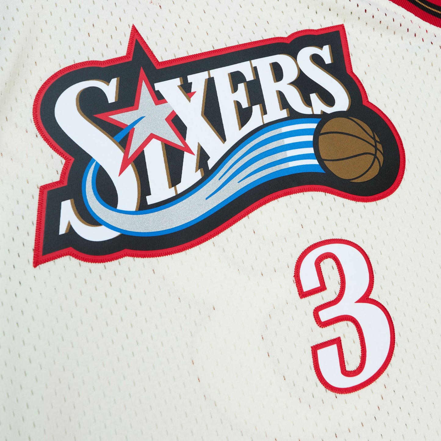 Philadelphia 76ers Mitchell & Ness #3 Allen Iverson Cream 1997-98 Hardwood Classics Swingman Jersey