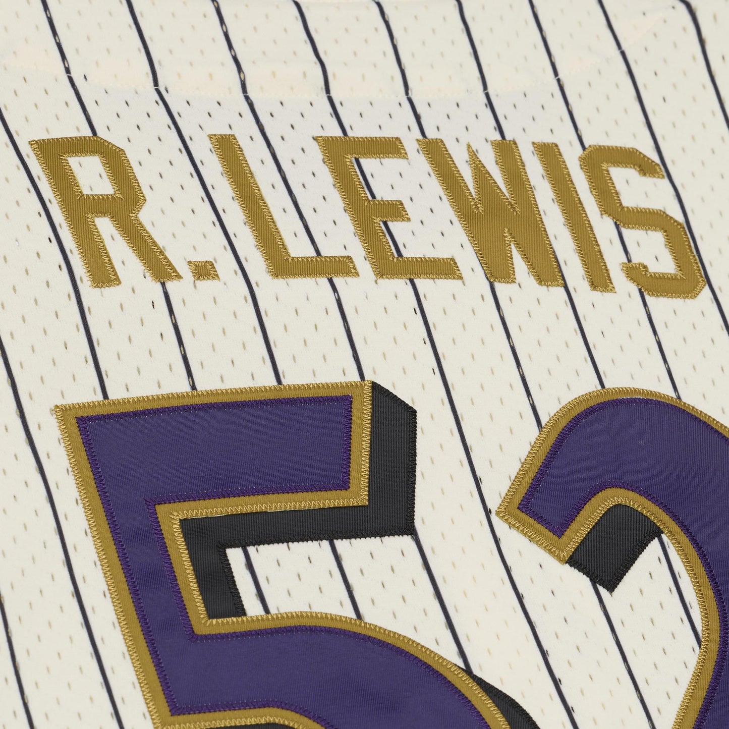Baltimore Ravens Mitchell & Ness #52 Ray Lewis Mesh Full-Button Fashion Jersey- Cream