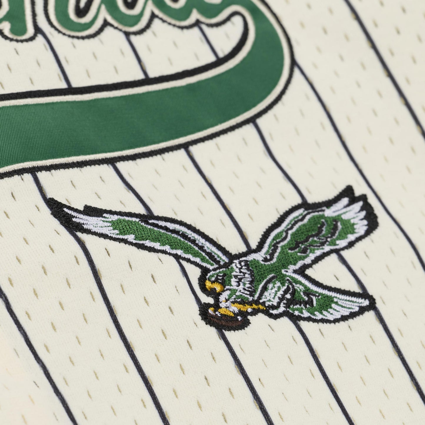 Philadelphia Eagles Mitchell & Ness Mesh Full-Button Fashion Jersey- Cream