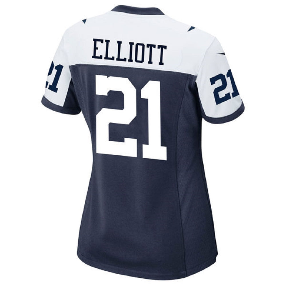 Dallas Cowboys Nike #21 Ezekiel Elliott Women's Throwback Game Jersey - Blue/White