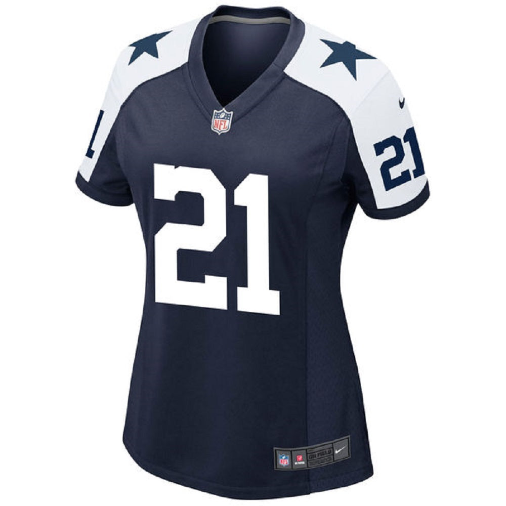Dallas Cowboys Nike #21 Ezekiel Elliott Women's Throwback Game Jersey - Blue/White