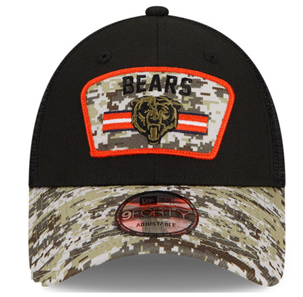 Chicago Bears New Era Salute to Service 9FORTY Adjustable Hat - Black