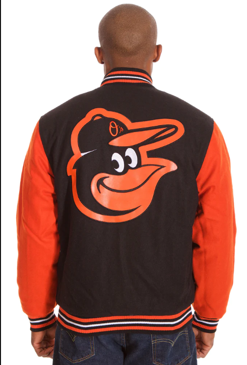 Baltimore Orioles J.H. Design Black/Orange 2 Tone Wool Reversible Jacket