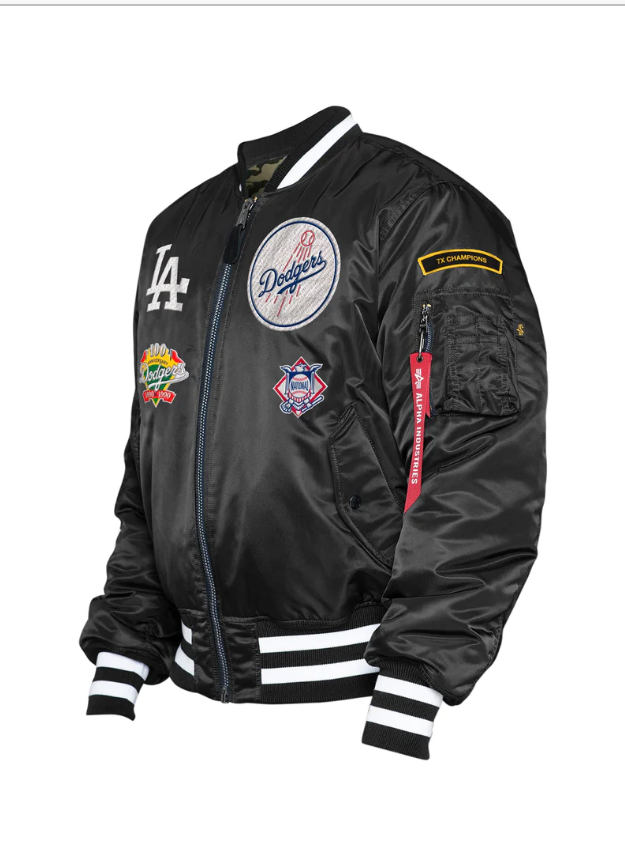 Los Angeles Dodgers Alpha Industries MA-1 Reversible Bomber Jacket-Black/Camo