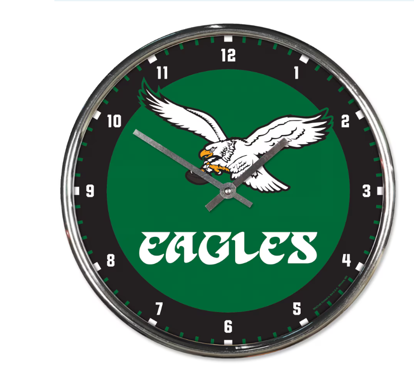 Philadelphia Eagles Wincraft Round Retor Chrome Wall Clock