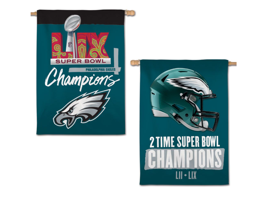 Philadelphia Eagles Wincraft Super Bowl LIX Champions 2 Sided Vertical Flag 28" x 40"