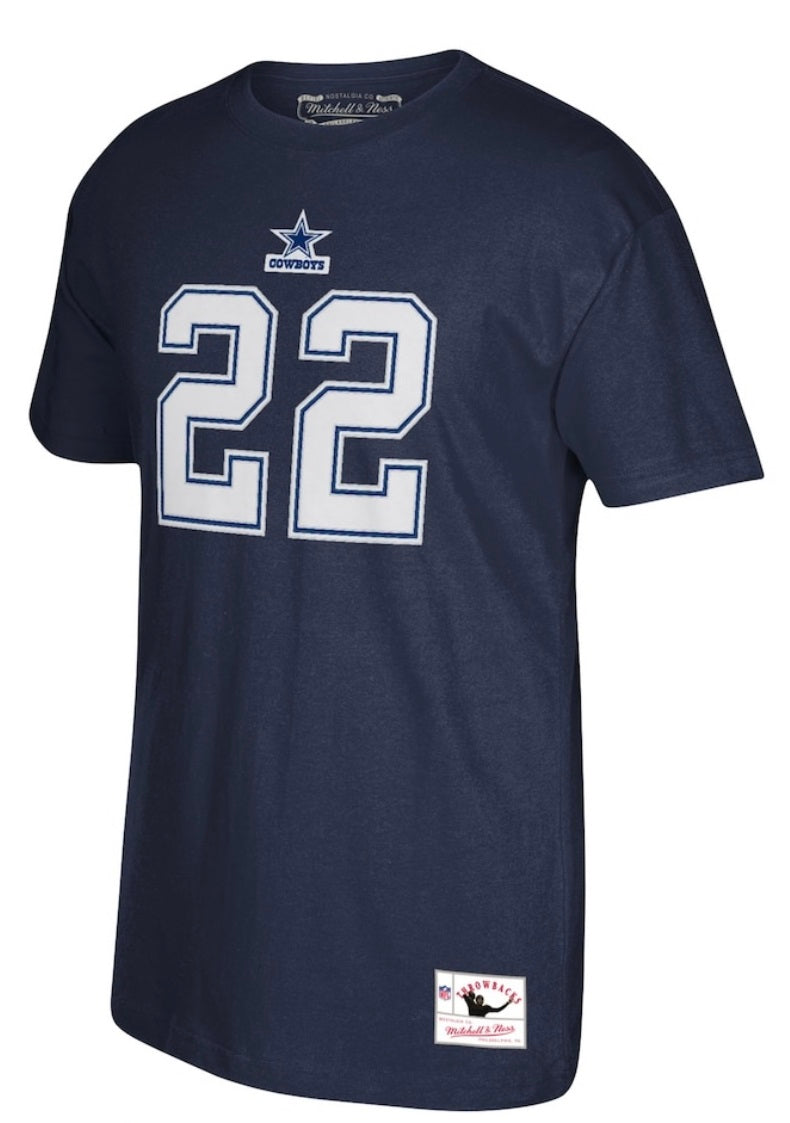 Dallas Cowboys Mitchell & Ness #22 Emmitt Smith Player Name & Number T-Shirt