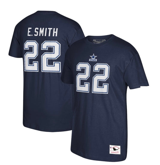 Dallas Cowboys  Mitchell & Ness #22 Emmitt Smith Player Name & Number T-Shirt