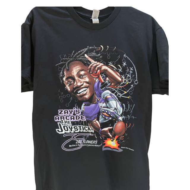 Baltimore Zay Flowers Arcade " The Joystick" Black T-Shirt