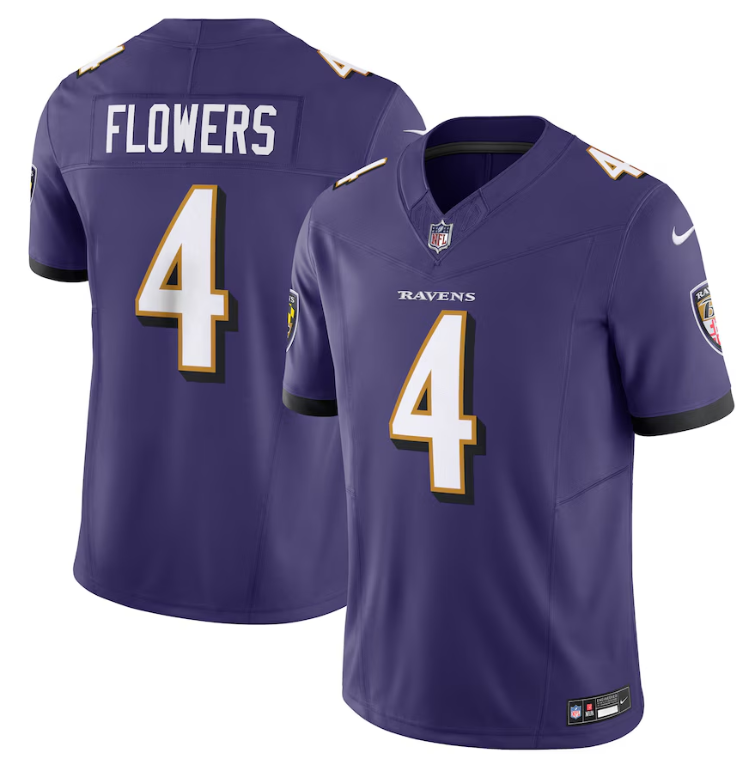 Baltimore Ravens Nike #4 Zay Flowers Men's F.U.S.E Purple Jersey