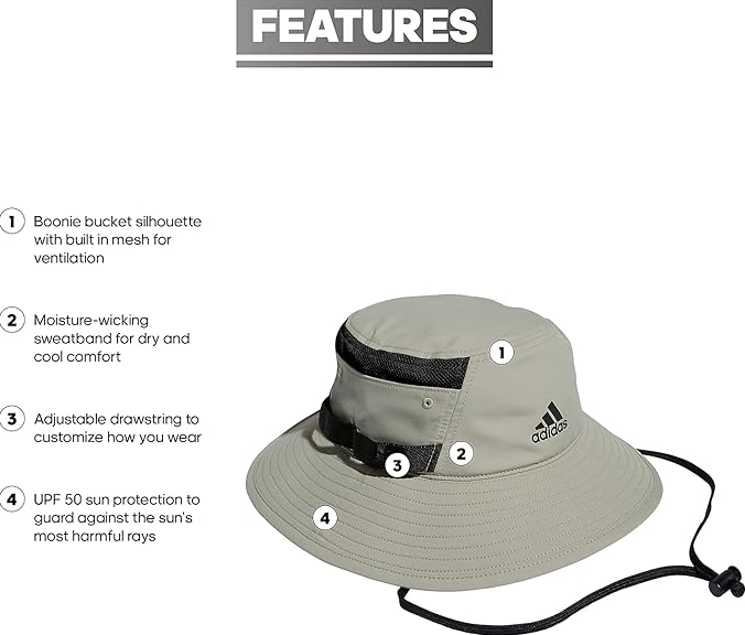 adidas Men's Victory III Bucket Hat -  Gray/Black