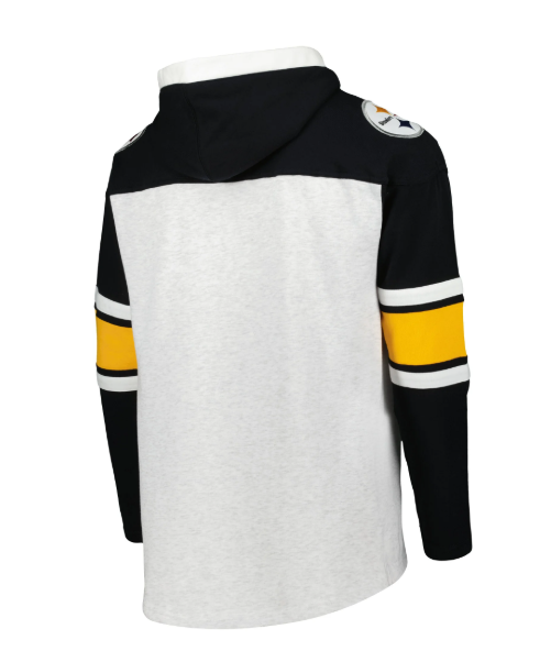 Pittsburgh Steelers Gridirion Lace Up Hoodie Men's Sweat Tops - Gray