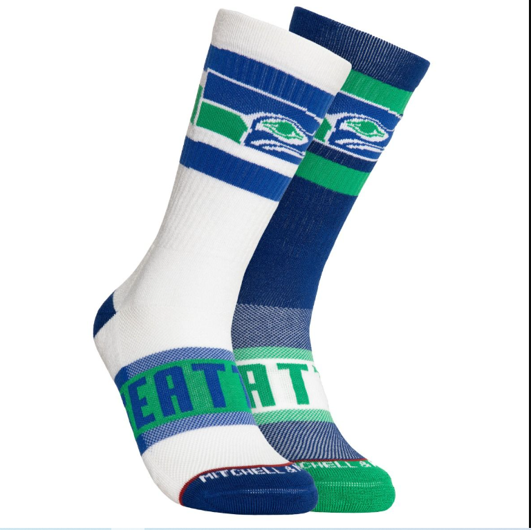 Seattle Seahawks Mitchell & Ness Hail Mary Green/Blue Crew Socks