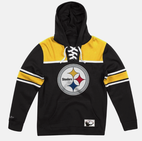 Pittsburgh Steelers Mitchell & Ness Hockey Fleece Hoodie - Black