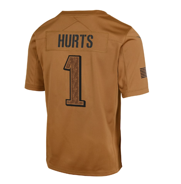 Philadelphia Eagles Nike Youth #1 Jalen Hurts Salute to Service Jersey - Brown