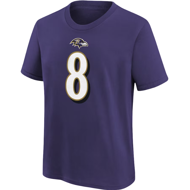 Baltimore Ravens Nike Lamar Jackson #8 Youth Fuse Player T-Shirt Purple