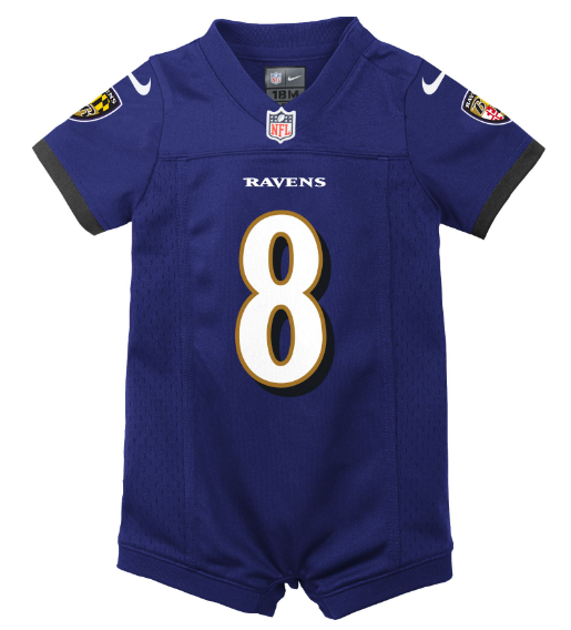 Infant Baltimore Ravens Lamar Jackson Nike Purple Game Jersey Romper