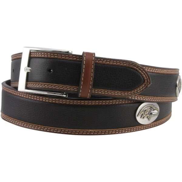 Baltimore Ravens Black/Brown Two Tone Leather Belt W/Conchos