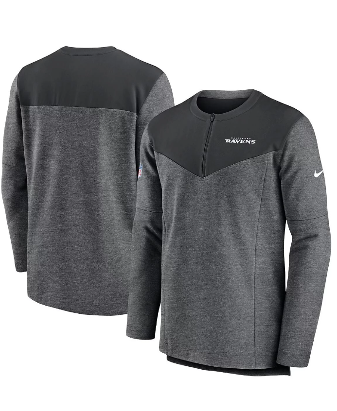 Baltimore Ravens Nike Charcoal Sideline Lockup Performance Quarter-Zip Top
