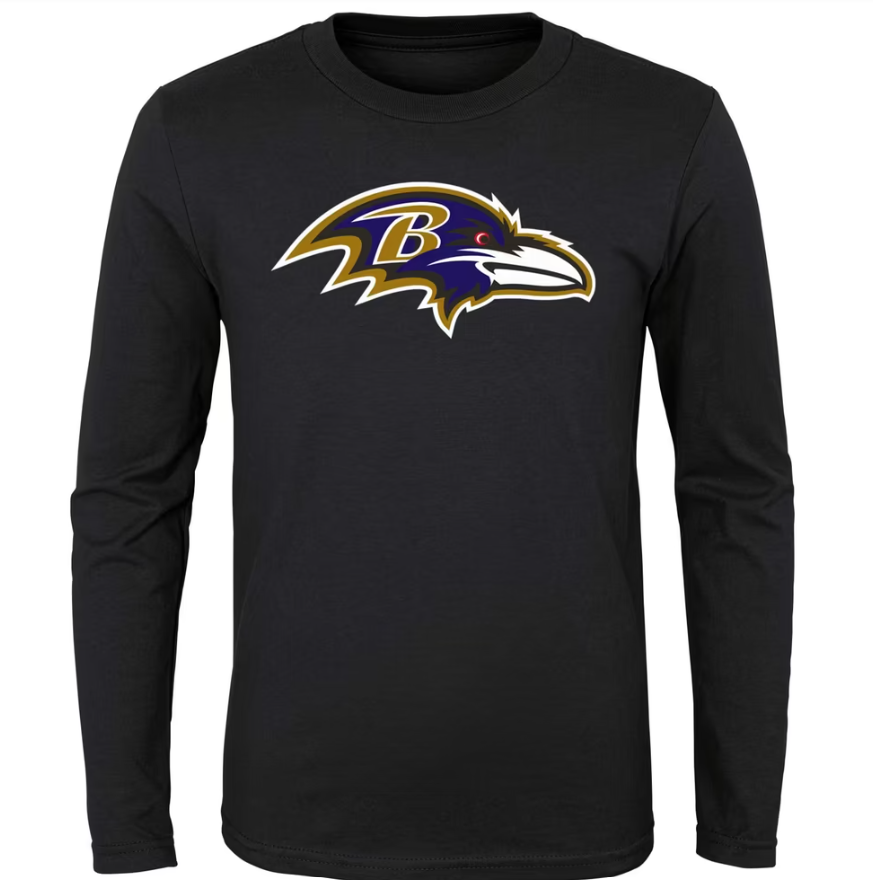 Baltimore Ravens Basic Team Logo Toddler Long Sleeve Shirt- Black