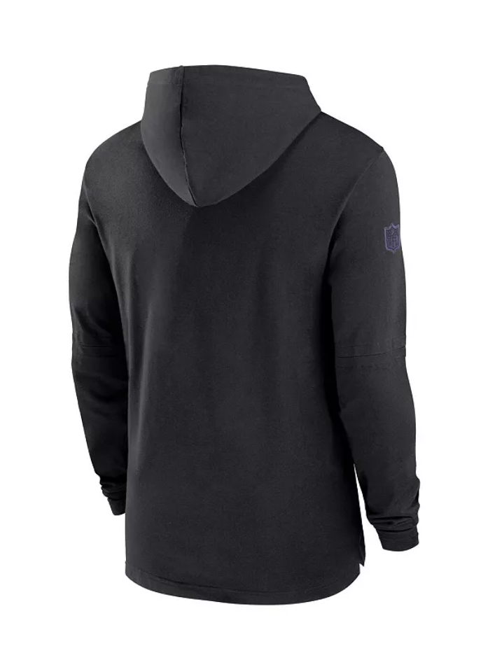 Baltimore Ravens Nike Black Sideline "Dri-Fit" Hooded Long Sleeve Performance T-Shirt