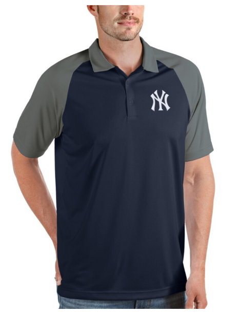 New York Yankees Antigua Nova Golf Polo Shirt - Navy / Gray