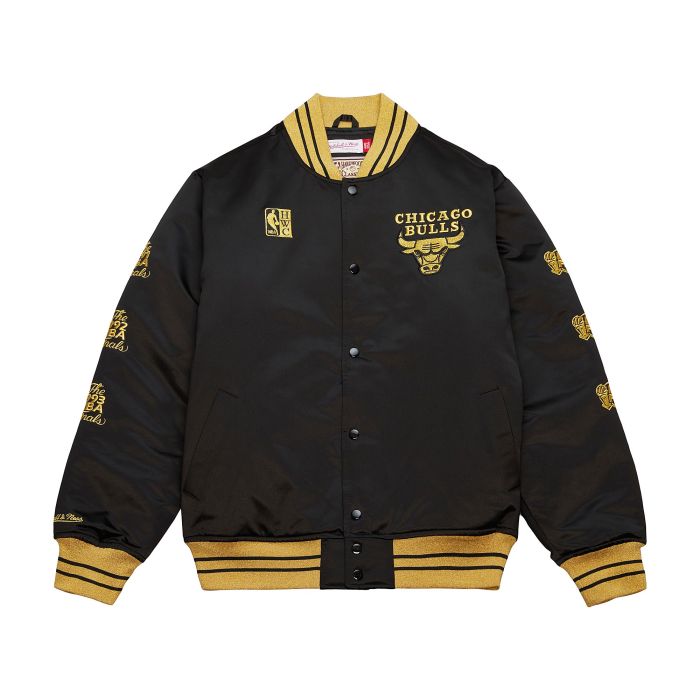 Chicago Bulls Mitchell & Ness MVP Hardwood Classic Black/Gold Satin Jacket
