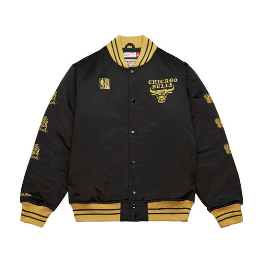 Chicago Bulls Mitchell & Ness MVP Hardwood Classic Black/Gold Satin Jacket