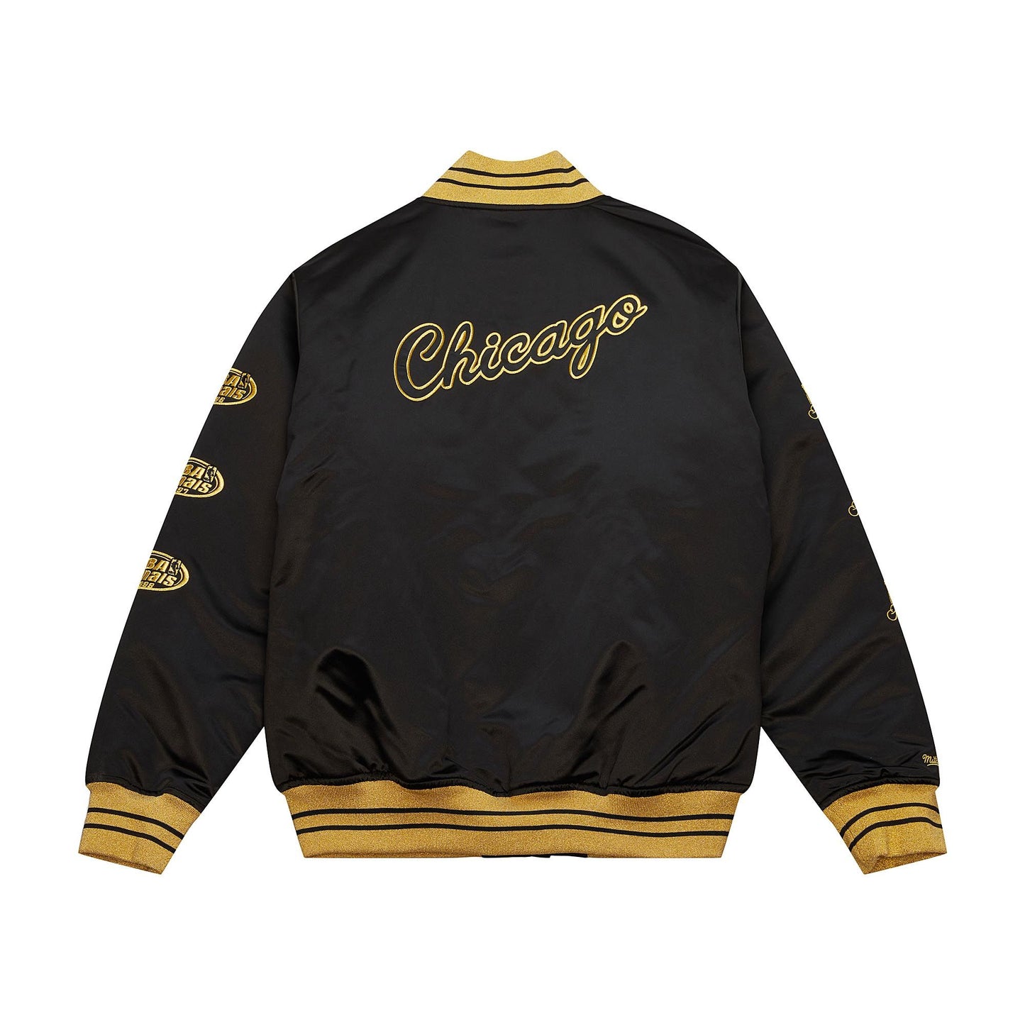 Chicago Bulls Mitchell & Ness MVP Hardwood Classic Black/Gold Satin Jacket