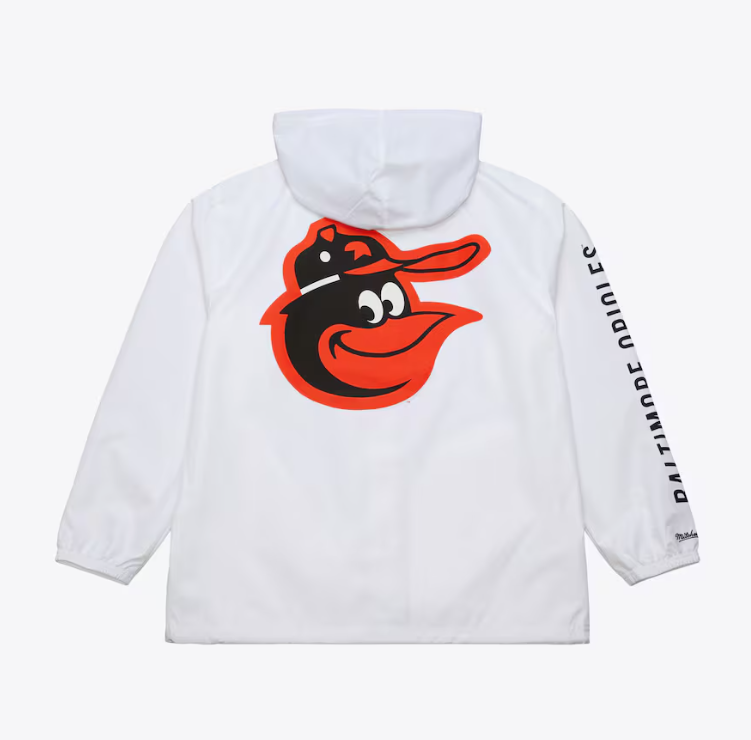 Baltimore Orioles Mitchell & Ness Men's White Full-Snap Hooded Coaches Jacket