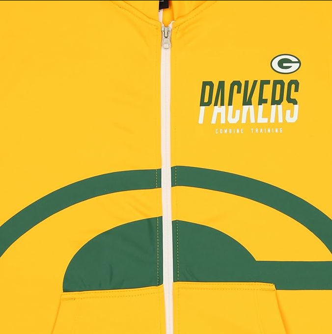 Green Bay Packers New Era Drill Full Zip Hoodie - Yellow