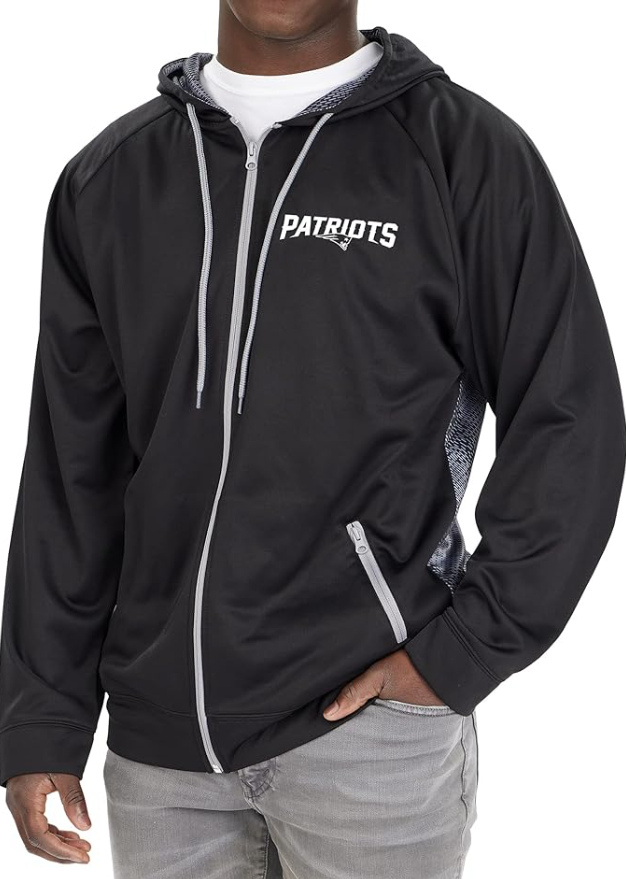 New England Patriots Zubaz Black & White Viper Liner Full Zip Hoodie